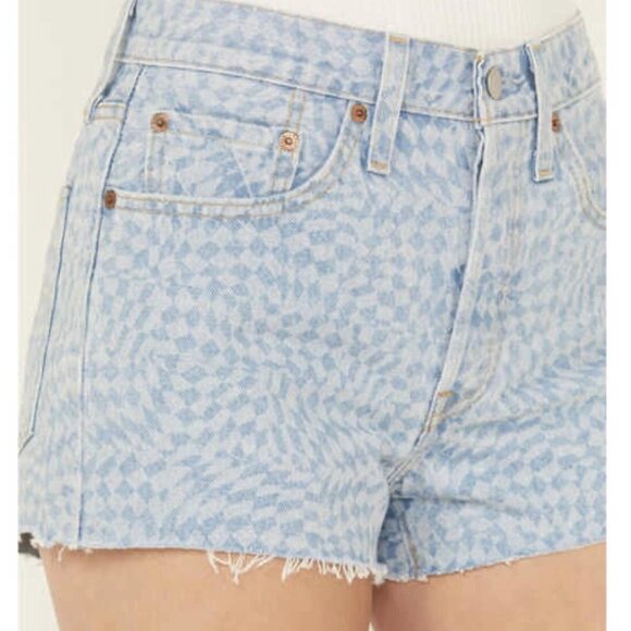 LEVI’S 501 Light Wash Harper Geo Laser Distressed Denim Button Fly Shorts – 27 - Picture 1 of 9